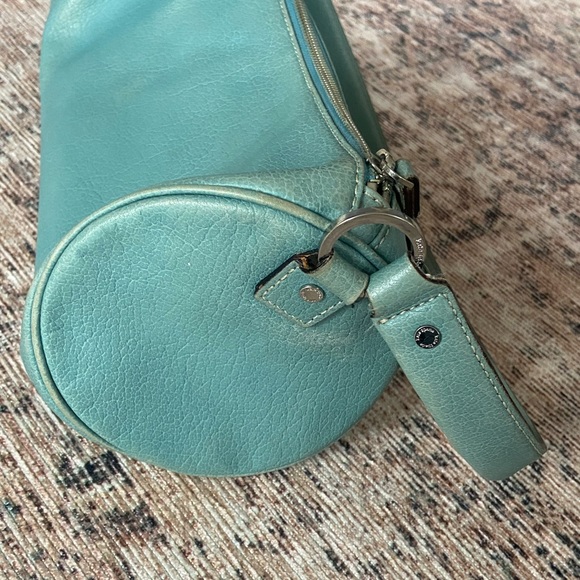 🛑SOLD Kate Spade Vintage 90s Y2K Aqua Leather Barrel Shoulder Bag - Picture 7 of 12
